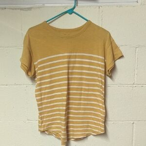 Madewell Mustard Yellow & White Striped Short Sleeve Tee